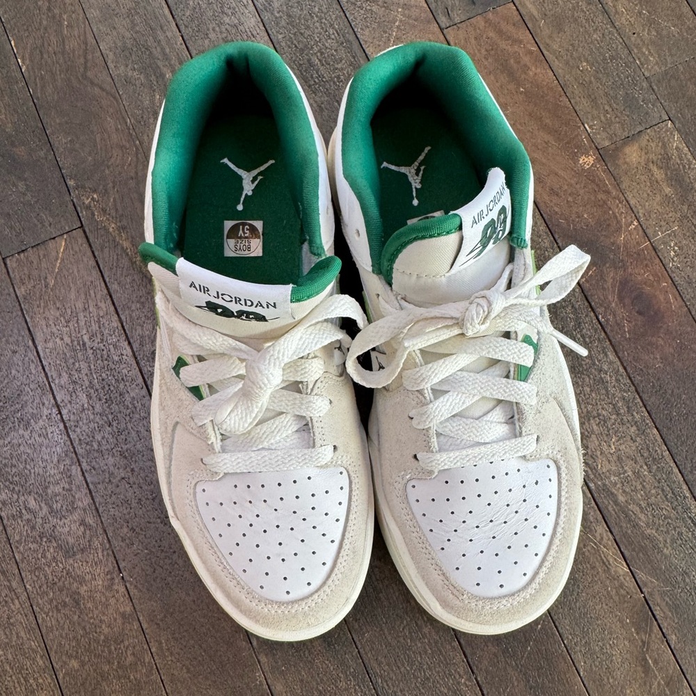 Air Jordan White and Green Sneakers